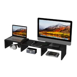Monitorständer "Halva" Schwarz Mit QI-Ladestation Und USB Vicco -Vicco m6330 07 ol