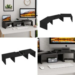 Monitorständer "Halva" Schwarz Mit QI-Ladestation Und USB Vicco -Vicco m6330 08 ol