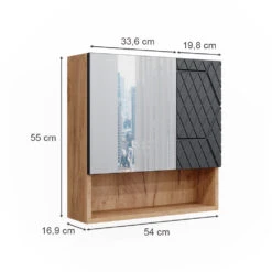 Badspiegelschrank "Irma" Eiche/Anthrazit Vicco 11 Badspiegelschrank "Irma" Eiche/Anthrazit Vicco -Vicco m6368 03 ol