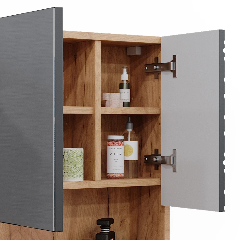 Badspiegelschrank "Irma" Eiche/Anthrazit Vicco 8 Badspiegelschrank "Irma" Eiche/Anthrazit Vicco – Bild 6