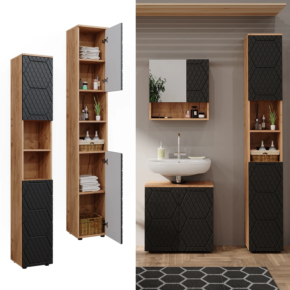 Hochschrank "Irma" 30 X 192 Cm Eiche/Anthrazit Vicco 4 Hochschrank "Irma" 30 X 192 Cm Eiche/Anthrazit Vicco – Bild 2