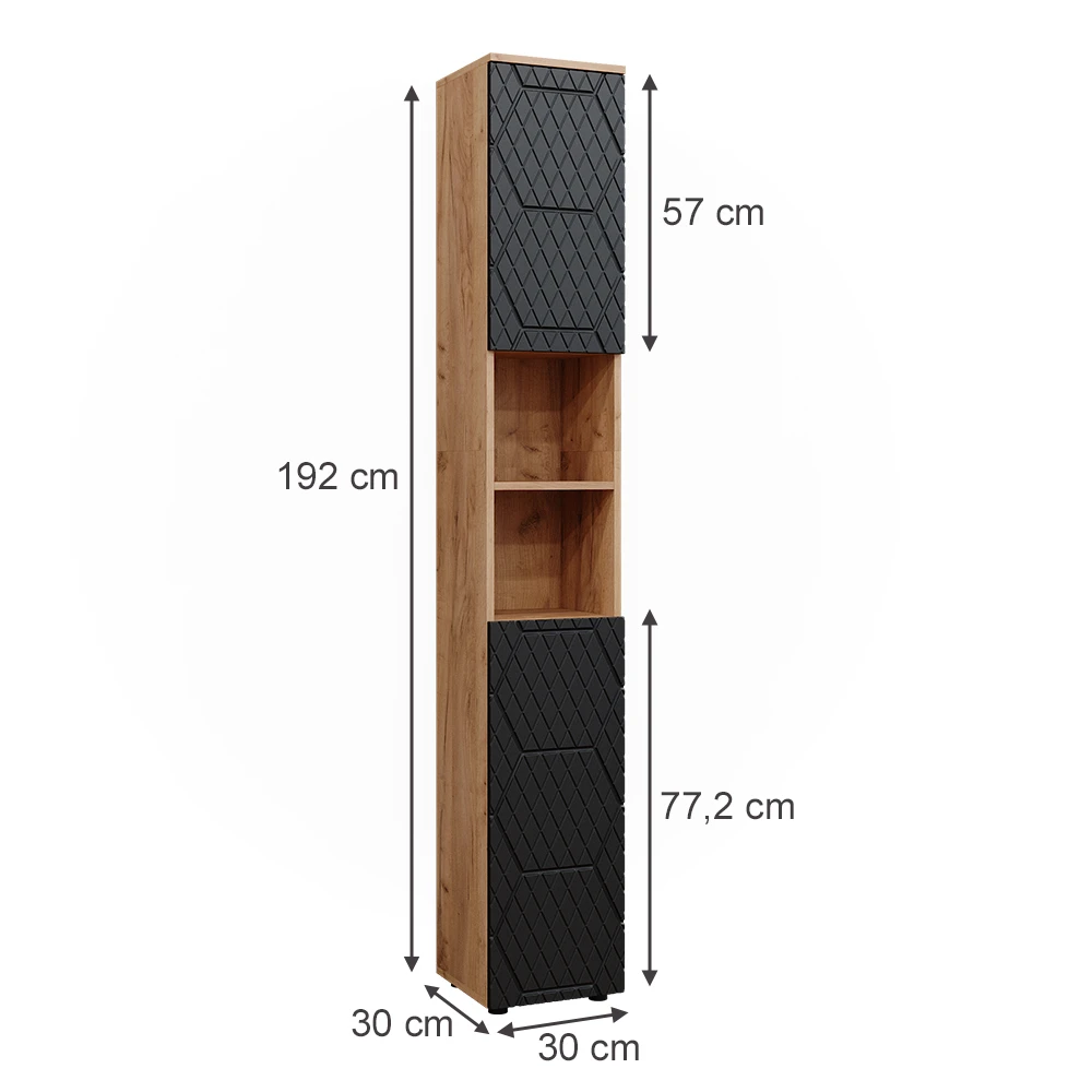 Hochschrank "Irma" 30 X 192 Cm Eiche/Anthrazit Vicco 5 Hochschrank "Irma" 30 X 192 Cm Eiche/Anthrazit Vicco – Bild 3