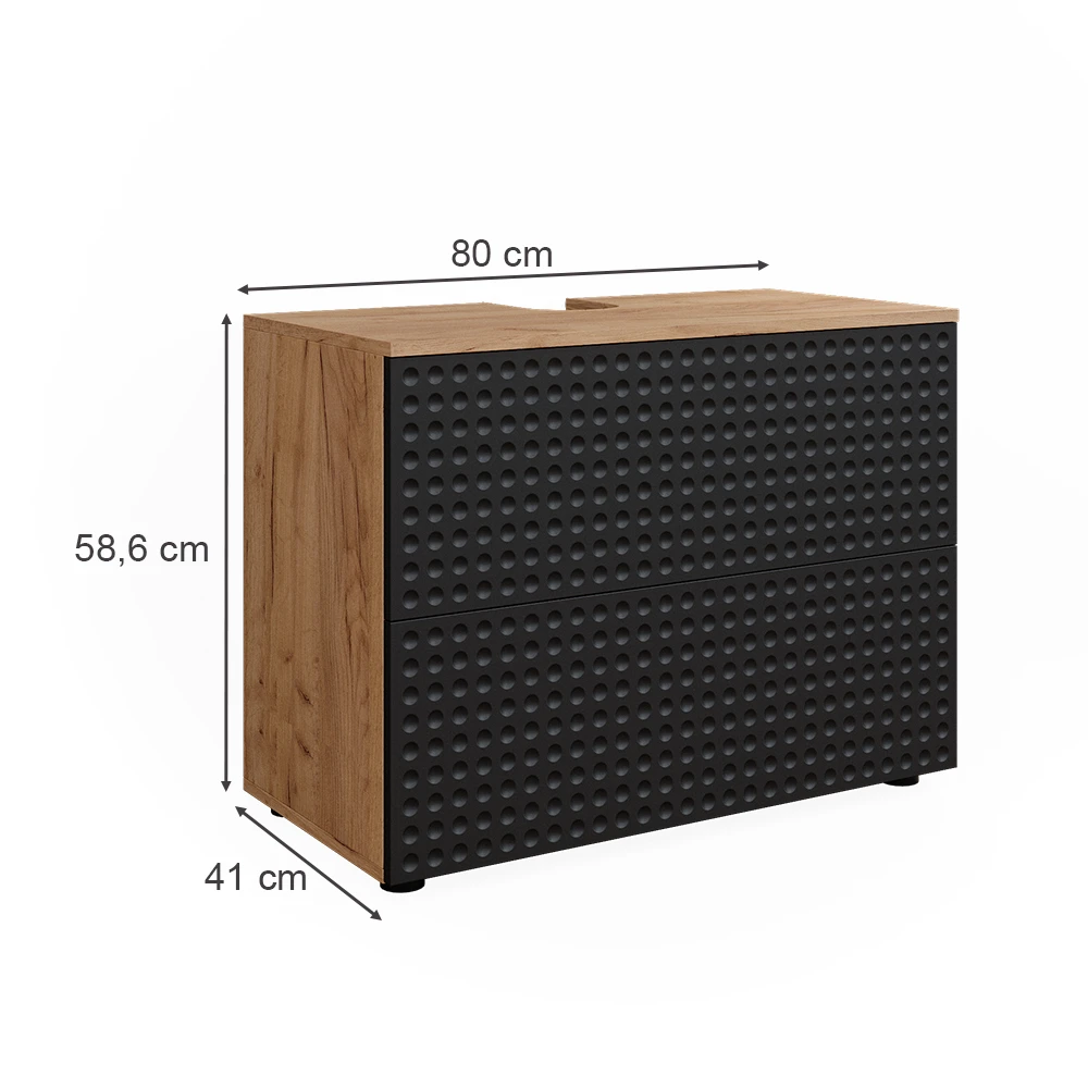 Waschbeckenunterschrank "Irma" Anthrazit/Eiche 80 X 59 Cm Vicco 5 Waschbeckenunterschrank "Irma" Anthrazit/Eiche 80 X 59 Cm Vicco – Bild 3