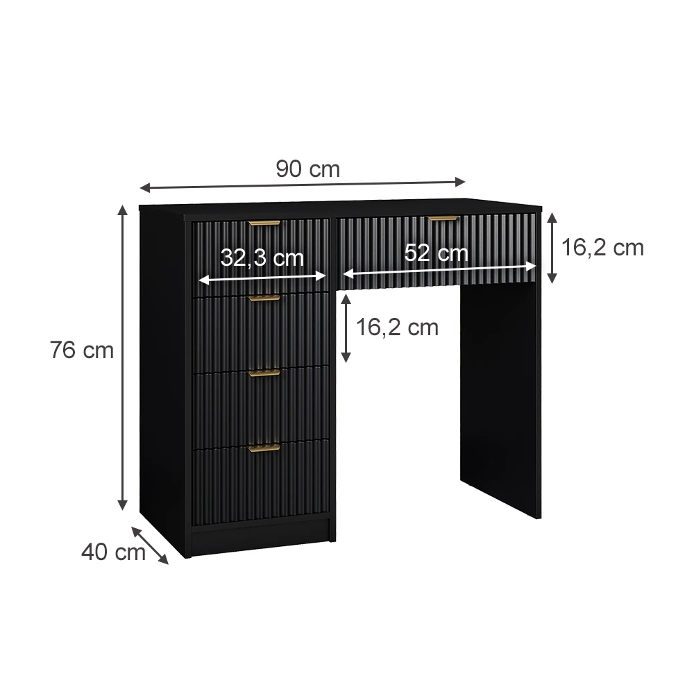 Schminktisch "Letti" Schwarz Kurz Vicco 4 Schminktisch "Letti" Schwarz Kurz Vicco – Bild 3