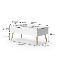 Couchtisch "Riga" 100 X 50 Cm Ausziehbar Vicco -Vicco m6412 03 ol