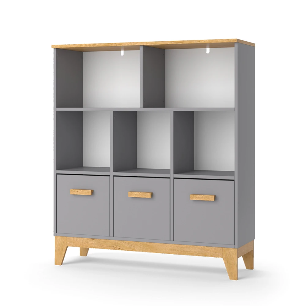 Regal "Malia" Grau/Eiche Mit 3 Schubladen Vicco 3 Regal "Malia" Grau/Eiche Mit 3 Schubladen Vicco