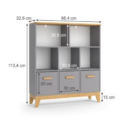 Regal "Malia" Grau/Eiche Mit 3 Schubladen Vicco 12 Regal "Malia" Grau/Eiche Mit 3 Schubladen Vicco -Vicco m6417 03 ol