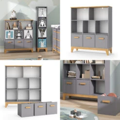 Regal "Malia" Grau/Eiche Mit 3 Schubladen Vicco 17 Regal "Malia" Grau/Eiche Mit 3 Schubladen Vicco -Vicco m6417 08 ol