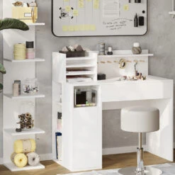 Basteltisch Weiß Mit Hocker Und Regal "Paolo" Vicco -Vicco m6452 05 ol