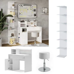 Basteltisch Weiß Mit Hocker Und Regal "Paolo" Vicco -Vicco m6452 08 ol