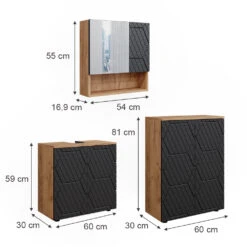 Badmöbelset "Irma" Eiche/Anthrazit 3-teilig Vicco -Vicco m6480 03 ol
