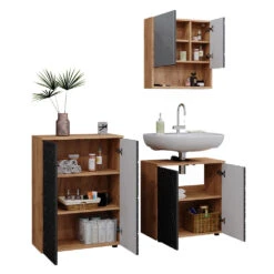 Badmöbelset "Irma" Eiche/Anthrazit 3-teilig Vicco -Vicco m6480 07 ol