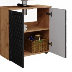 Badmöbelset "Irma" Eiche/Anthrazit 3-teilig Hochschrank Vicco -Vicco m6481 06 ol