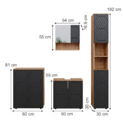 Badmöbelset "Irma" Eiche/Anthrazit 4-teilig Mit Hochschrank Und Kommode Vicco 11 Badmöbelset "Irma" Eiche/Anthrazit 4-teilig Mit Hochschrank Und Kommode Vicco -Vicco m6482 03 ol