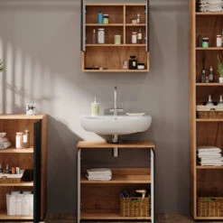 Badmöbelset "Irma" Eiche/Anthrazit 4-teilig Mit Hochschrank Und Kommode Vicco 13 Badmöbelset "Irma" Eiche/Anthrazit 4-teilig Mit Hochschrank Und Kommode Vicco -Vicco m6482 05 ol