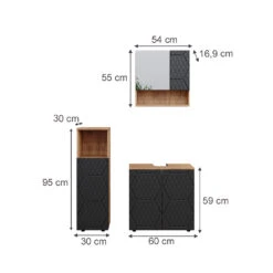 Badmöbelset "Irma" Eiche/Anthrazit 4-teilig Mit Midischrank Vicco -Vicco m6483 03 ol