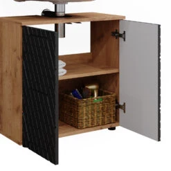 Badmöbelset "Irma" Eiche/Anthrazit 4-teilig Mit Midischrank Vicco -Vicco m6483 06 ol