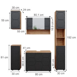 Badmöbelset "Irma" Eiche/Anthrazit 5-teilig Vicco -Vicco m6495 03 ol