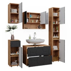 Badmöbelset "Irma" Eiche/Anthrazit 5-teilig Vicco -Vicco m6495 07 ol