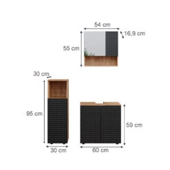 Badmöbel Set "Irma" Eiche/Anthrazit 3 Teile Vicco -Vicco m6517 03 ol