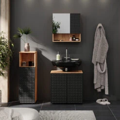 Badmöbel Set "Irma" Eiche/Anthrazit 3 Teile Vicco -Vicco m6517 04 ol