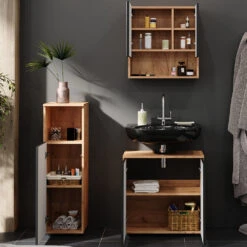 Badmöbel Set "Irma" Eiche/Anthrazit 3 Teile Vicco -Vicco m6517 05 ol