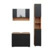 Badmöbel Set "Irma" Anthrazit/Eiche 3 Teile, Mit Spiegelschrank 80 Cm Vicco -Vicco m6528 01 ol