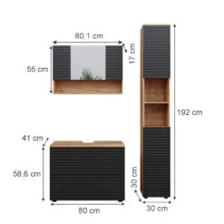 Badmöbel Set "Irma" Anthrazit/Eiche 3 Teile, Mit Spiegelschrank 80 Cm Vicco 11 Badmöbel Set "Irma" Anthrazit/Eiche 3 Teile, Mit Spiegelschrank 80 Cm Vicco -Vicco m6528 03 ol
