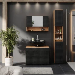 Badmöbel Set "Irma" Anthrazit/Eiche 3 Teile, Mit Spiegelschrank 80 Cm Vicco 12 Badmöbel Set "Irma" Anthrazit/Eiche 3 Teile, Mit Spiegelschrank 80 Cm Vicco -Vicco m6528 04 ol