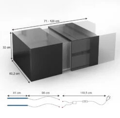 Couchtisch "Dandy" Schwarz Hochglanz 71 X 31.5 Cm Vicco -Vicco m 1816 03 ol