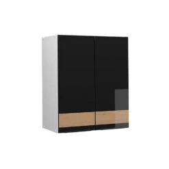 Hängeschrank "Fame-Line" Schwarz-Eiche Hochglanz/Weiß 60 Cm Vicco