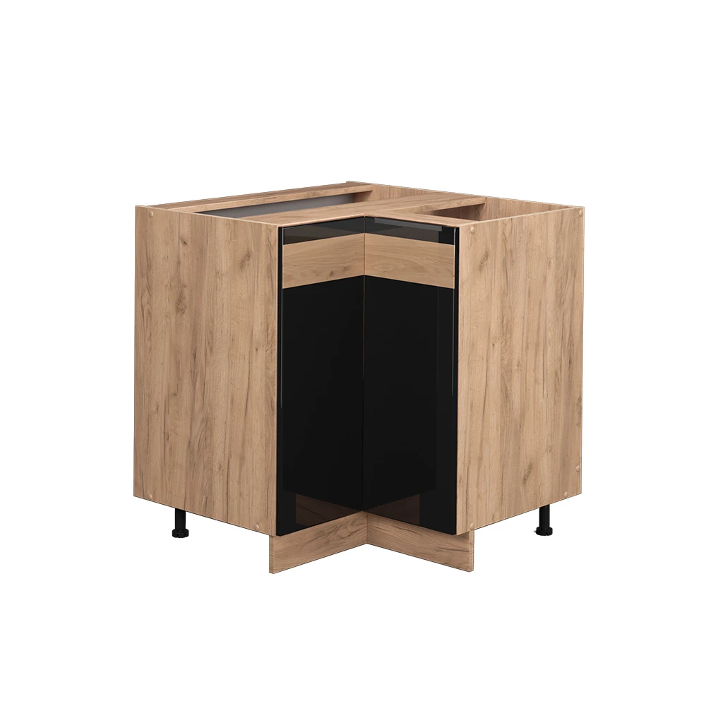 Eckschrank "Fame-Line" Schwarz-Eiche Hochglanz/Goldkraft Eiche 80.5 Cm Ohne Arbeitsplatte Vicco 3 Eckschrank "Fame-Line" Schwarz-Eiche Hochglanz/Goldkraft Eiche 80.5 Cm Ohne Arbeitsplatte Vicco