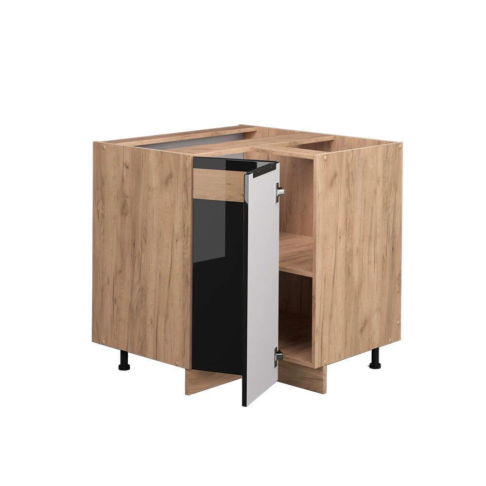 Eckschrank "Fame-Line" Schwarz-Eiche Hochglanz/Goldkraft Eiche 80.5 Cm Ohne Arbeitsplatte Vicco 6 Eckschrank "Fame-Line" Schwarz-Eiche Hochglanz/Goldkraft Eiche 80.5 Cm Ohne Arbeitsplatte Vicco – Bild 4