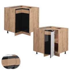 Eckschrank "Fame-Line" Schwarz-Eiche Hochglanz/Goldkraft Eiche 80.5 Cm Ohne Arbeitsplatte Vicco 11 Eckschrank "Fame-Line" Schwarz-Eiche Hochglanz/Goldkraft Eiche 80.5 Cm Ohne Arbeitsplatte Vicco -Vicco mf311 dr gk s eiche 09 ol