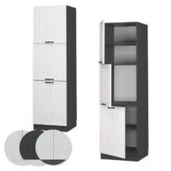 Herdumbauschrank "Fame-Line" Weiß Landhaus/Anthrazit 60 Cm Vicco -Vicco mf484 wlh ant 09 ol