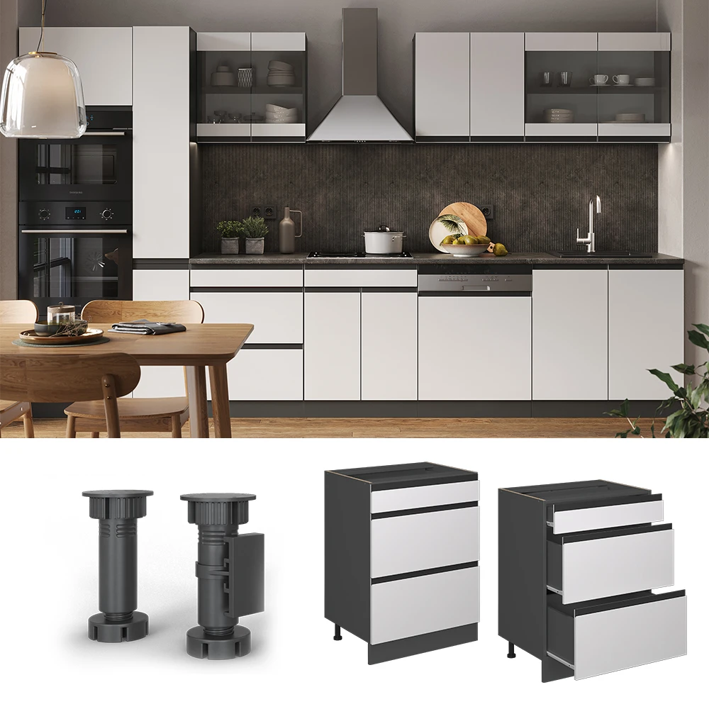 Küchenunterschrank "R-Line" Weiß/Anthrazit 60 Cm J-Shape, Mit Schubladen, Ohne Arbeitsplatte Vicco 4 Küchenunterschrank "R-Line" Weiß/Anthrazit 60 Cm J-Shape, Mit Schubladen, Ohne Arbeitsplatte Vicco – Bild 2