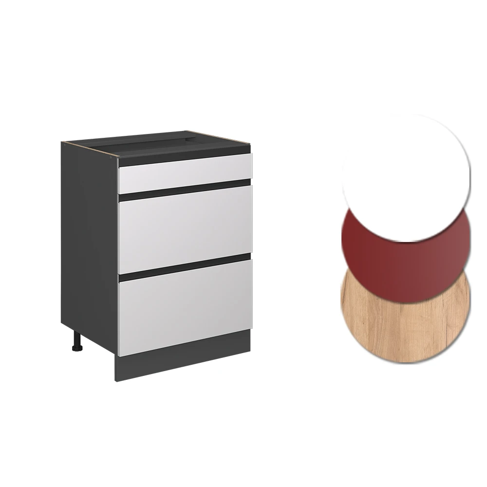 Küchenunterschrank "R-Line" Weiß/Anthrazit 60 Cm J-Shape, Mit Schubladen, Ohne Arbeitsplatte Vicco 7 Küchenunterschrank "R-Line" Weiß/Anthrazit 60 Cm J-Shape, Mit Schubladen, Ohne Arbeitsplatte Vicco – Bild 5