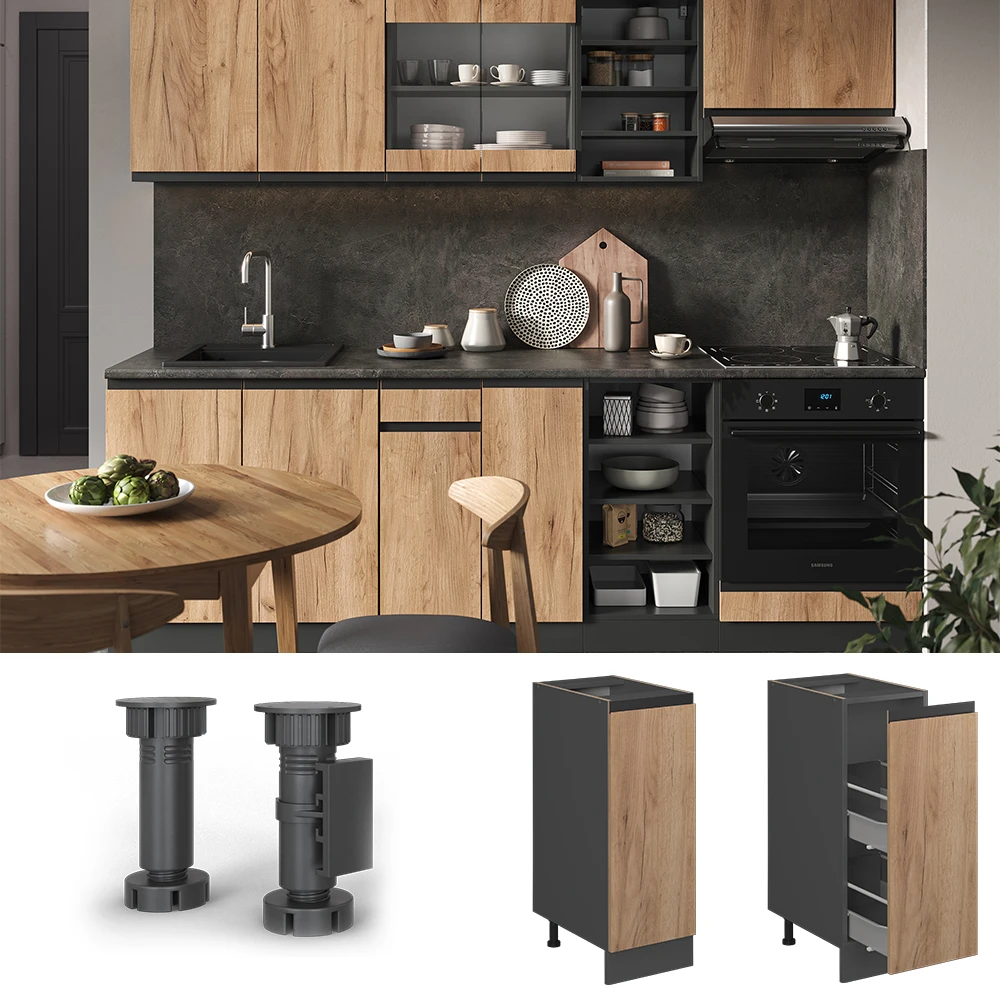 Apothekerschrank "R-Line" Goldkraft Eiche/Anthrazit 30 Cm J-Shape, Ohne Arbeitsplatte Vicco 4 Apothekerschrank "R-Line" Goldkraft Eiche/Anthrazit 30 Cm J-Shape, Ohne Arbeitsplatte Vicco – Bild 2