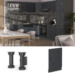 Frontblende "R-Line" Schwarz Beton/Anthrazit 45 Cm Ohne Arbeitsplatte Vicco 8 Frontblende "R-Line" Schwarz Beton/Anthrazit 45 Cm Ohne Arbeitsplatte Vicco -Vicco mm601 schbet 04 ol