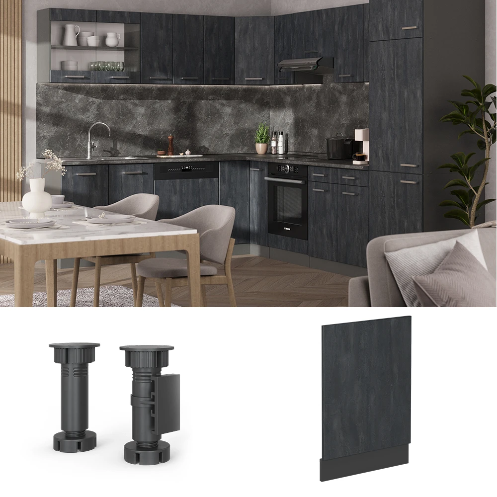 Frontblende "R-Line" Schwarz Beton/Anthrazit 45 Cm Ohne Arbeitsplatte Vicco 5 Frontblende "R-Line" Schwarz Beton/Anthrazit 45 Cm Ohne Arbeitsplatte Vicco – Bild 3