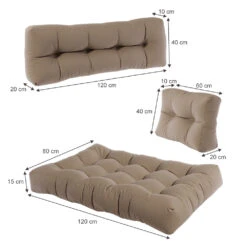 Palettenkissen Set "Flocken" Stone 120 X 80 Cm 3 Teile Vicco -Vicco pk102 03 ol