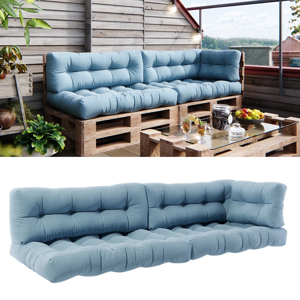 Palettenkissen Set "Flocken" Eisblau 5 Teile Vicco 4 Palettenkissen Set "Flocken" Eisblau 5 Teile Vicco – Bild 2