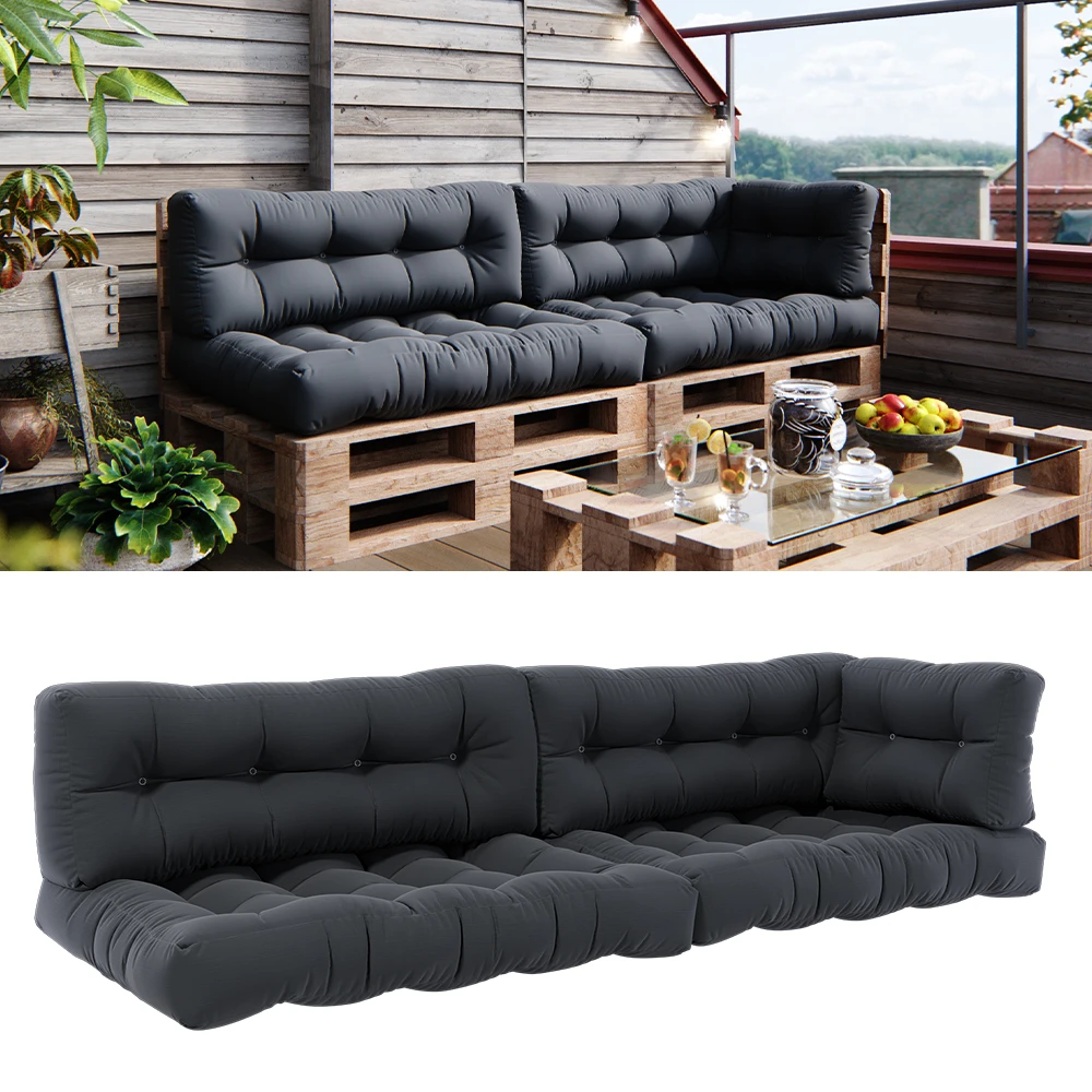 Palettenkissen Set "Flocken" Graphit 5 Teile Vicco 4 Palettenkissen Set "Flocken" Graphit 5 Teile Vicco – Bild 2