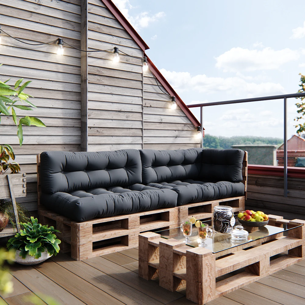 Palettenkissen Set "Flocken" Graphit 5 Teile Vicco 7 Palettenkissen Set "Flocken" Graphit 5 Teile Vicco – Bild 5