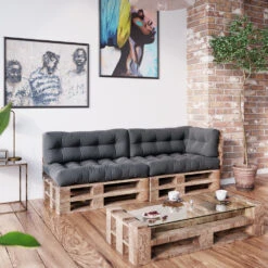 Palettenkissen Set "Flocken" Anthrazit 5 Teile Vicco -Vicco pk61 04 ol