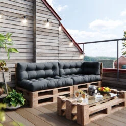 Palettenkissen Set "Flocken" Anthrazit 5 Teile Vicco -Vicco pk61 05 ol