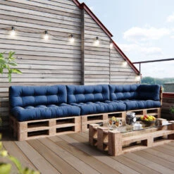 Palettenkissen Set "Flocken" Blau 7 Teile Vicco -Vicco pk64 05 ol