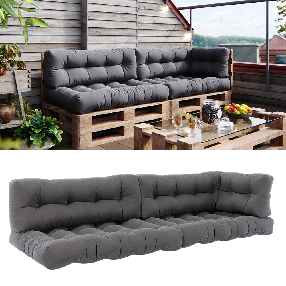 Palettenkissen Set "Flocken" Grau 5 Teile Vicco 4 Palettenkissen Set "Flocken" Grau 5 Teile Vicco – Bild 2