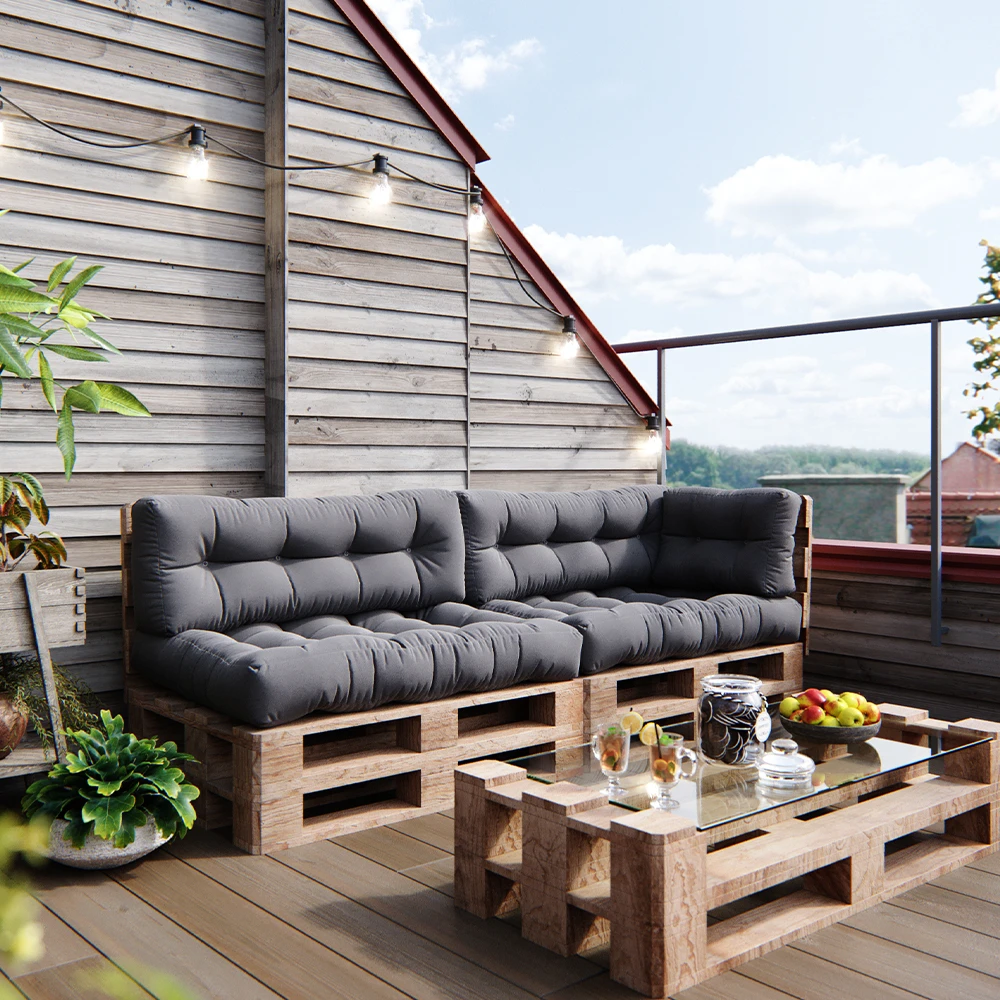 Palettenkissen Set "Flocken" Grau 5 Teile Vicco 7 Palettenkissen Set "Flocken" Grau 5 Teile Vicco – Bild 5