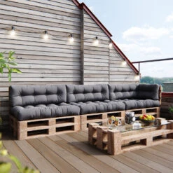 Palettenkissen Set "Flocken" Grau 7 Teile Vicco -Vicco pk66 05 ol